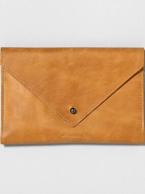 Envelope Leather Clutch in Cognac